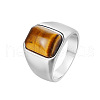 Rectangle Natural Tiger Eye Finger Ring FIND-PW0021-07C-01-1