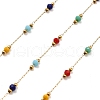 Rondelle Glass Beaded Link Chains CHS-G028-03G-11-1