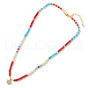 Natural Pearl & Dyed Gemstone Beaded Iron Enamel Evil Eye Charms Necklaces for Women MY1982-5
