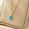 Brass Pave Cubic Zirconia Teardrop Pendant Necklaces for Valentine's Day NV7973-12-1