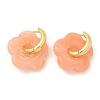 Brass Resin Flower Hoop Earrings for Women EJEW-U038-01G-5