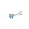 Butterfly Stainless Steel Rhiestone Straight Barbell 15 Gauge Piercing Tongue Rings for Women Men WG89D28-06-1