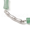 Natural Green Aventurine Bamboo Beaded Bracelet with Acrylic Leaf Charms BJEW-TA00299-2