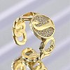 Brass Micro Pave Clear Cubic Zirconia Open Cuff Rings for Women RJEW-K289-02G-J-1