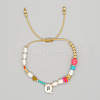Shell Letter Charm Bead Bracelets ZZ0793-17-1