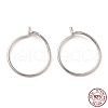 Rhodium Plated 925 Sterling Silver Hoop Earring Findings STER-Q188-01A-P-3
