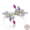 Rhodium Plated 925 Sterling Silver Open Finger Rings RJEW-A019-51P-3