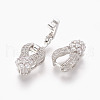 Brass Micro Pave Cubic Zirconia Fold Over Clasps KK-P164-19P-3