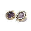 Natural Amethyst Faceted Oval Pendants G-I375-02G-08-2
