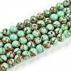 Synthetic Gold Line Turquoise Beads Strands G-A255-A03-04B-4
