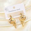 304 Stainless Steel Conch Stud Earrings EJEW-M073-13G-02-1