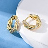Brass Micro Pave Clear Cubic Zirconia Hoop Earrings EJEW-R025-16G-3