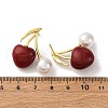 Cherry Brass Stud Earrings EJEW-V017-01C-G-5