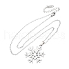 Snowflake 304 Stainless Steel Pendant Necklaces NJEW-M096-07P-2
