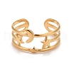 Ion Plating(IP) 304 Stainless Steel Star and Moon Open Cuff Ring for Women RJEW-A005-26G-1