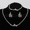 Butterfly Alloy with Crystal Rhinestone Pendant Necklace & Hoop Earring & Link Bracelet FS-WG7F609-01-1