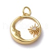 Brass Micro Pave Clear Cubic Zirconia Pendants ZIRC-L091-084G-1