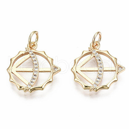 Brass Micro Pave Clear Cubic Zirconia Pendants KK-S356-229G-NF-1