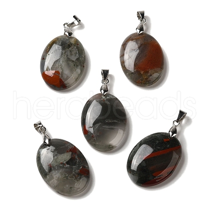 Natural African Bloodstone Pendants G-Z055-03P-01-1
