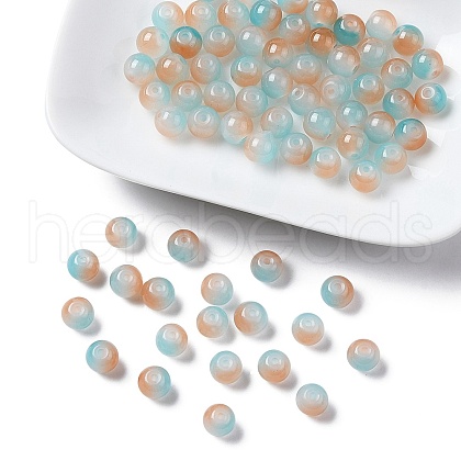 Baking Painted Imitation Jade Glass Round Bead Strands DGLA-YW0001-19F-1