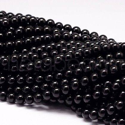 Natural Black Tourmaline Beads Strands X-G-P132-16-8mm-1