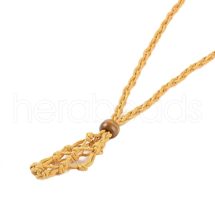 Braided Waxed Cord Empty Macrame Pouch Slider Necklace Making FIND-C061-01G-1