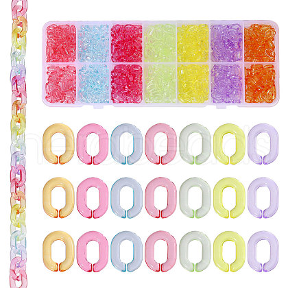 CHGCRAFT 560Pcs 7 Colors Transparent Acrylic Linking Rings MACR-CA0001-42-1