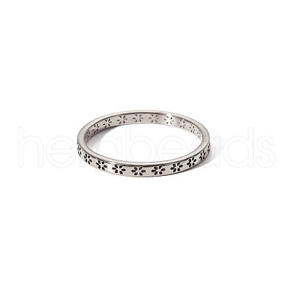 Minimalist Stainless Steel Ring Women Hollow Flower Design Jewelry Ring EM2206-7-1