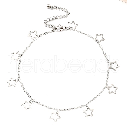 Non-Tarnish 304 Stainless Steel Cable Chain Hollow Charm Bracelets BJEW-P334-10C-P-1