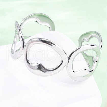 304 Stainless Steel Cuff Bangles for Women BJEW-D306-07P-1