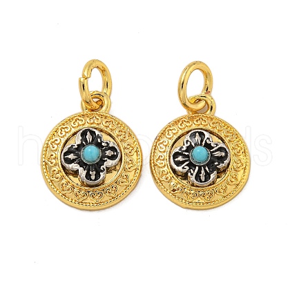 Long-Lasting Plated Brass Synthetic Turquoise Pendants KK-K387-04B-G-1