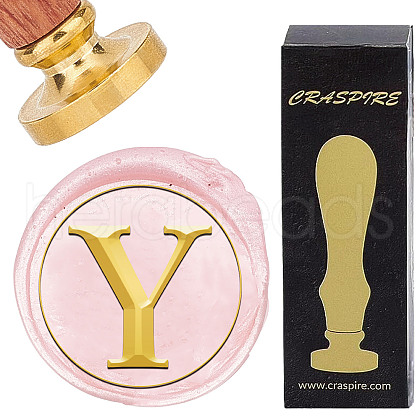 Brass Wax Seal Stamp with Wood Handle AJEW-WH0412-0320-1
