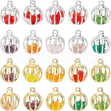 ARRICRAFT 20Pcs 2 Style Iron Lantern Charms IFIN-AR0001-19-1