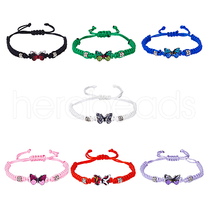 FIBLOOM 7Pcs 7 Colors Alloy Butterfly Link Bracelet BJEW-FI0001-81-1