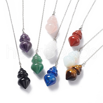 Mixed Natural & Synthetic Gemstone Pointed Dowsing Pendulums AJEW-B020-04P-1