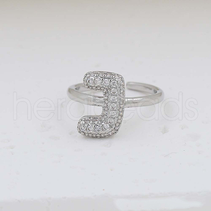 Brass Micro Pave Clear Cubic Zirconia Cuff Rings FS-WG17FF6-10-1