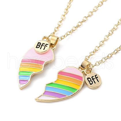 BFF/Best Friends Forever Alloy Pendant Necklaces X-NJEW-K124-02C-G-1