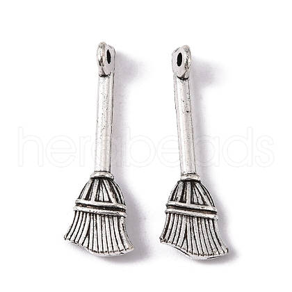 Tibetan Style Zinc Alloy Broom Pendants X-TIBEP-R334-317AS-RS-1