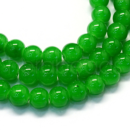 Baking Painted Imitation Jade Glass Round Bead Strands DGLA-Q021-4mm-10-1