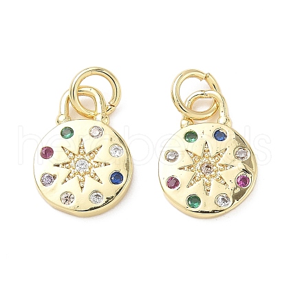 Brass Micro Pave Cubic Zirconia Pendants KK-D357-39G-1