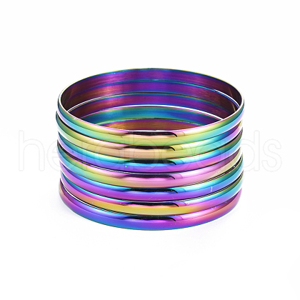 Fashion 304 Stainless Steel Bangle Sets BJEW-L664-024D-C-1