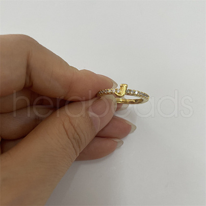 Brass Micro Pave Clear Cubic Zirconia Finger Rings FS-WGE303B-36-1