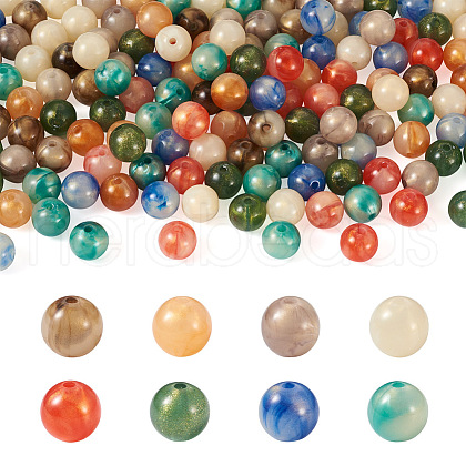 160Pcs 8 Colors Opaque Acrylic Beads SACR-PJ0001-03-1