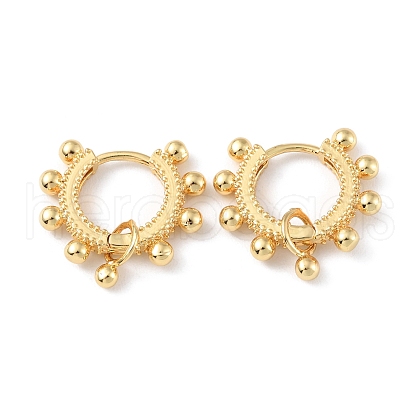 Brass Round Ball Dangle Hoop Earrings for Women EJEW-P227-05G-1