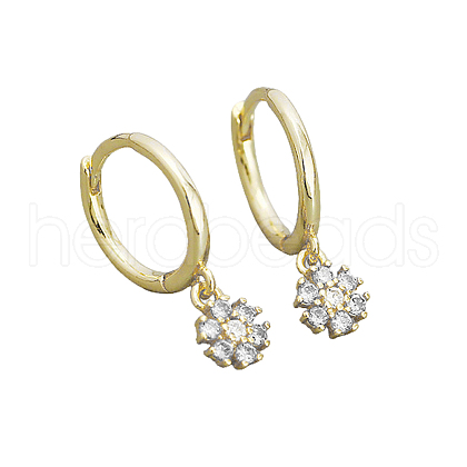 925 Sterling Silver Mirco Pave Cubic Zirconia Flower Hoop Earrings OO2534-1-1