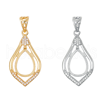 2Pcs 2 Colors Brass Pendants Cabochon Settings FIND-HS0001-14-1