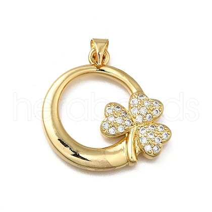 Brass Micro Pave Cubic Zirconia Pendants KK-C090-04B-G-1