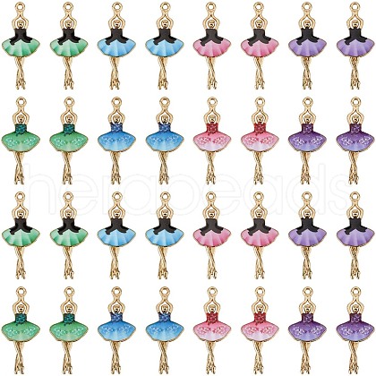 SUNNYCLUE 32Pcs 8 Colors Printed Alloy Pendants ENAM-SC0005-39-1