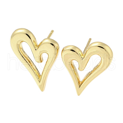 Hollow Heart Rack Plating Brass Stud Earrings EJEW-F331-26G-1