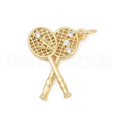 Brass Pave Cubic Zirconia Pendants KK-U062-44G-1